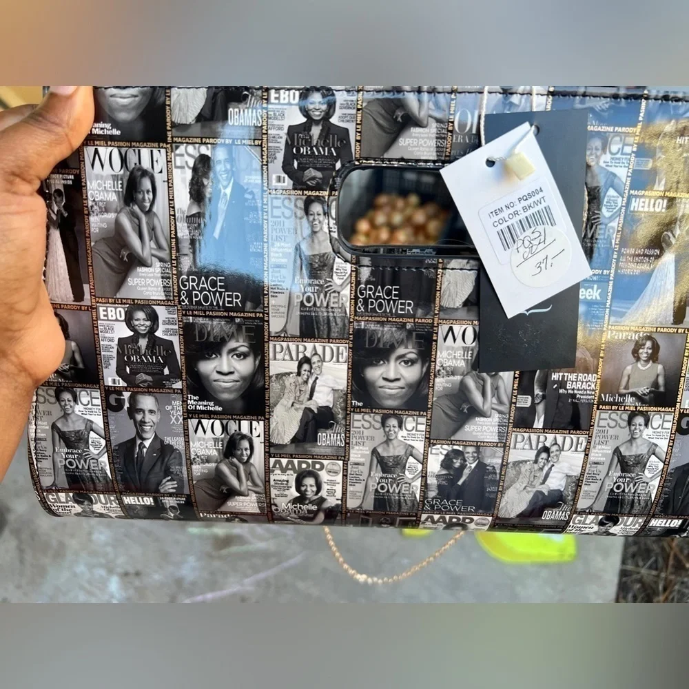 Handmade structured monochromatic Crossbody/ Clutch Obama and Michelle
